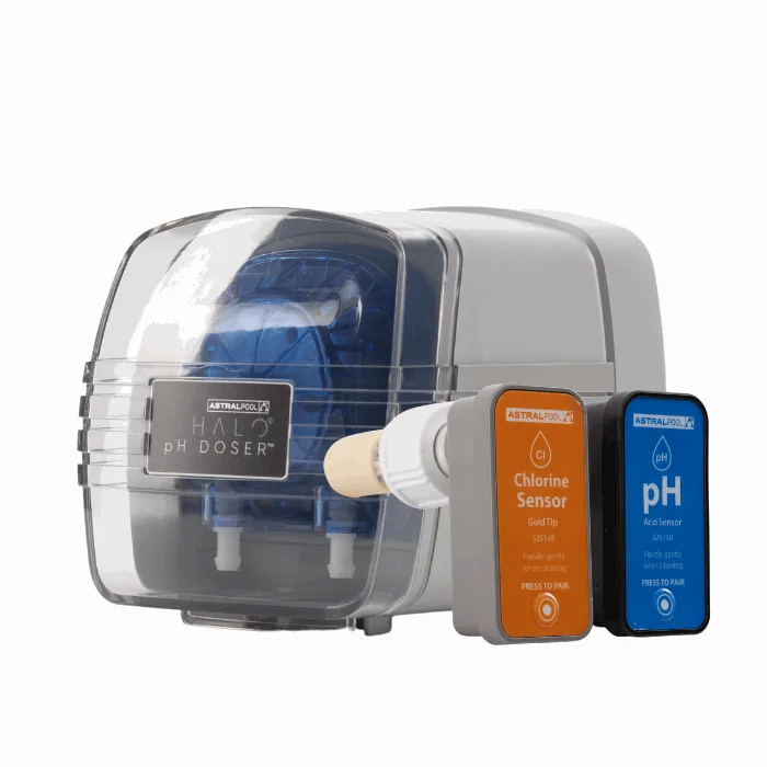 The Halo pH doser with its chlorine and pH sensors